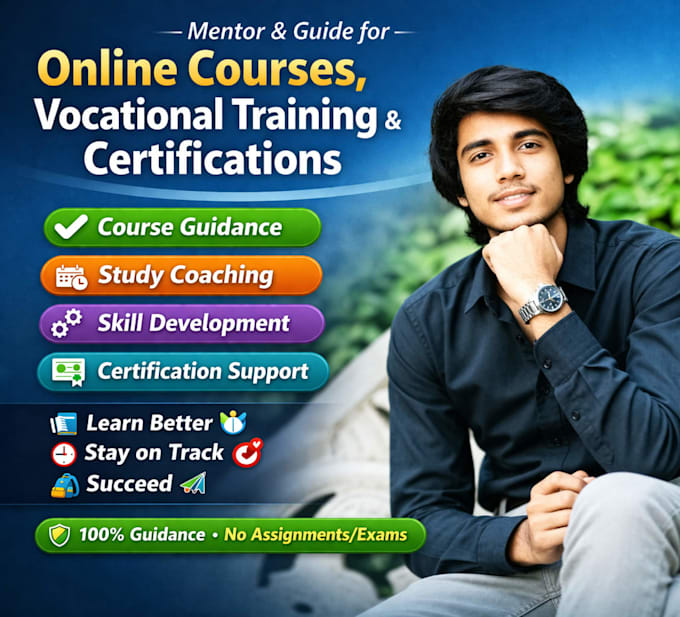 mentor and guide you with online courses, vocational training, and certification