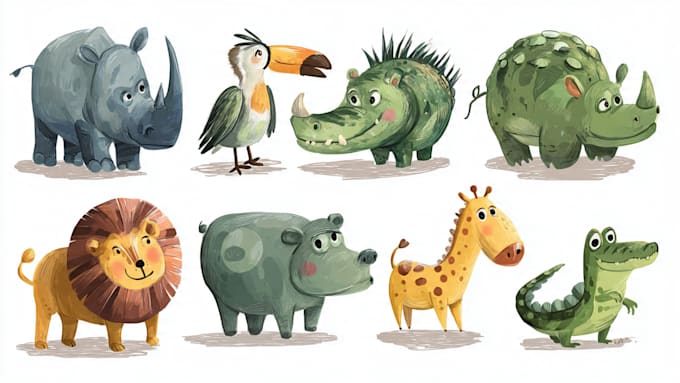 draw animals cartoon illustration