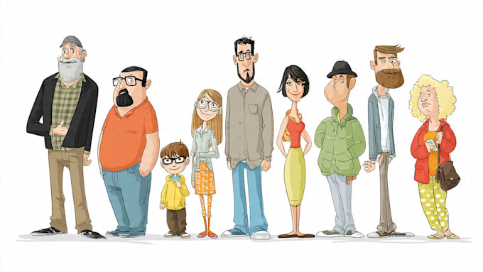 illustrate people in cartoon