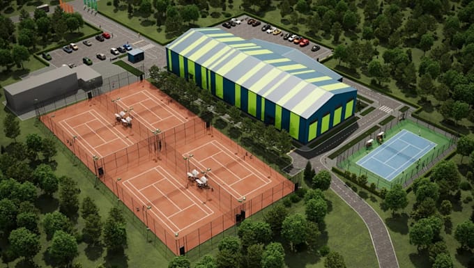Layout 3dtennis courts,sports complex,recreation center,sports venue ...