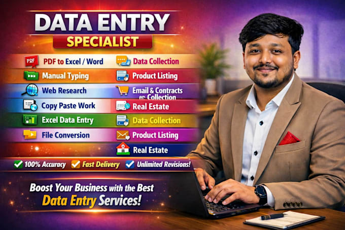 fast data entry, web research, real estate, product listing,