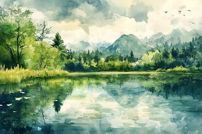 draw a watercolor landscape illustration