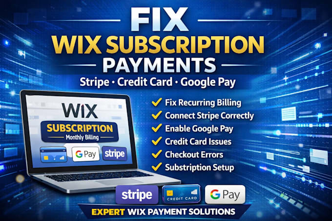 fix wix subscription recurring payment stripe credit card googlepay integration