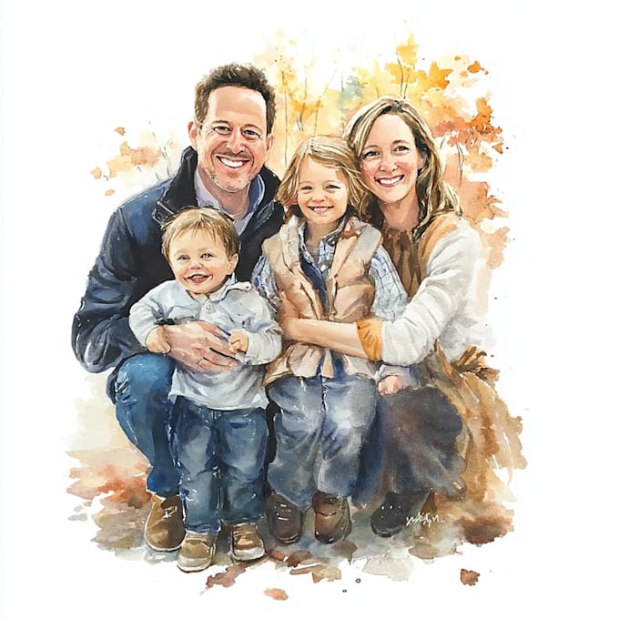 custom watercolor family portrait