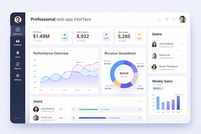 develop a full custom business web application