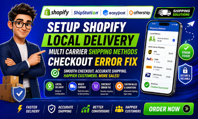 setup shopify local delivery multi carrier shipping methods checkout error fix
