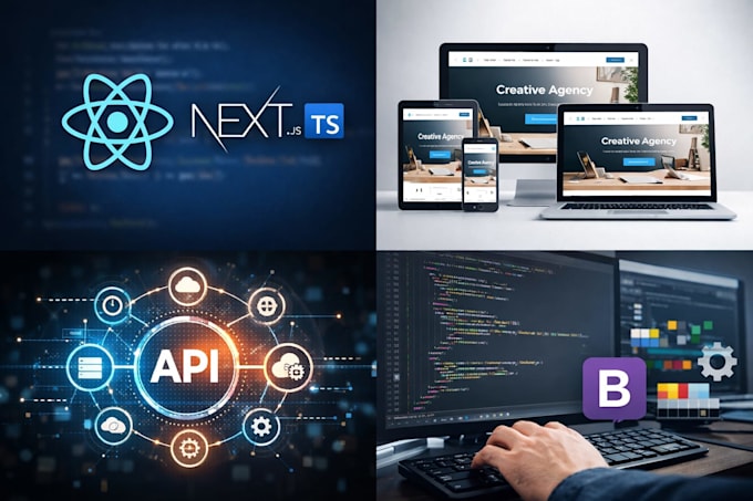 build responsive react js next js website with typescript