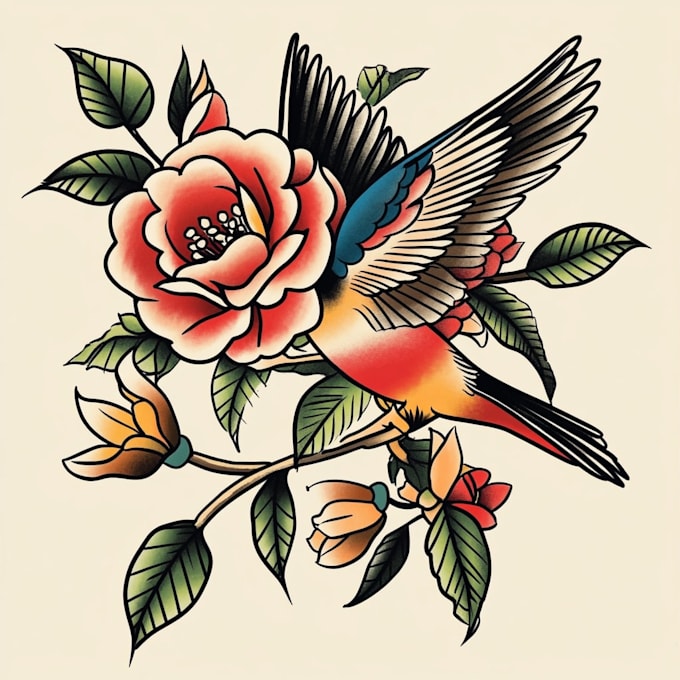 create amazing traditional or old school tattoo style design