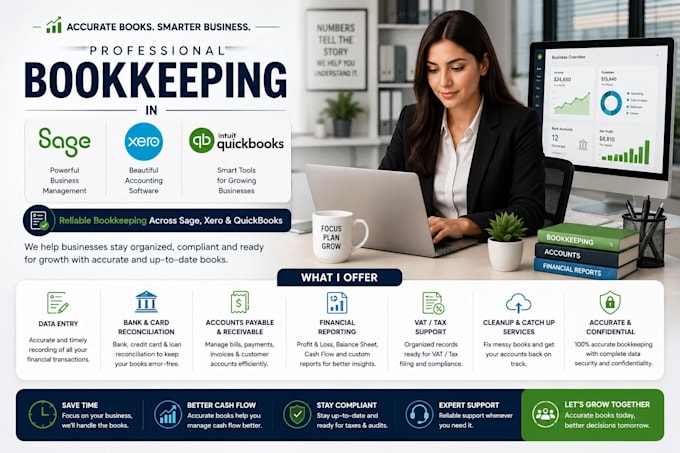 do bookkeeping in sage, xero, quickbooks