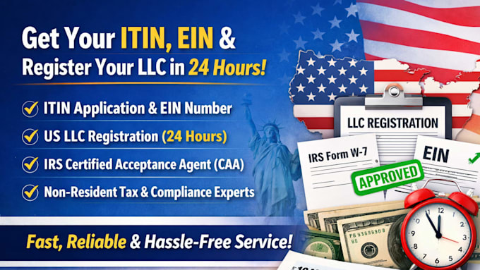 itin, itin application from irs, get ein, get itin, register llc under 24hrs