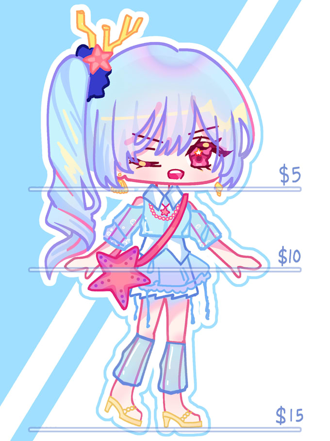 draw character in chibi artstyle for png tuber or sticker