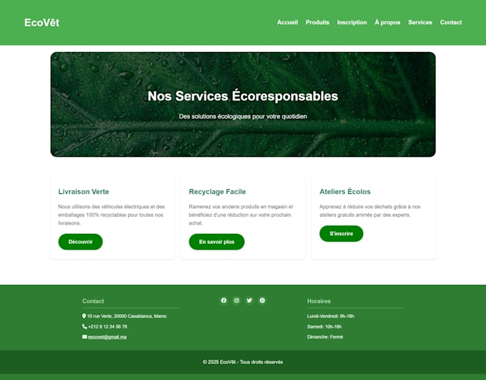 create a site web for my escovete project