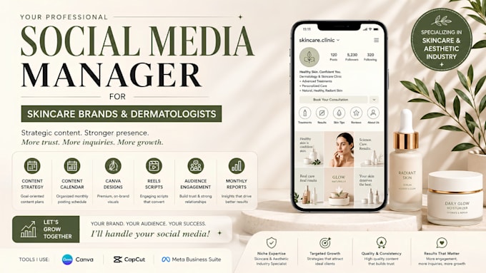 be your social media manager for skincare brands and clinics