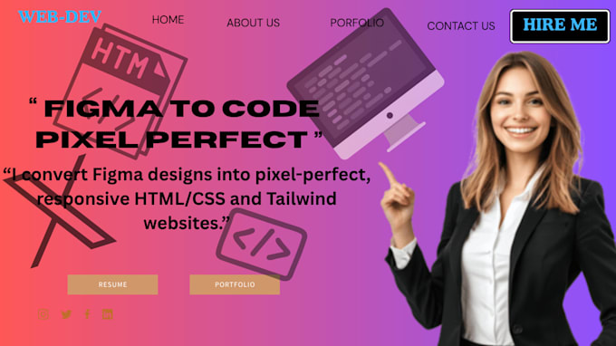convert figma design into responsive website HTML, CSS ,tailwind