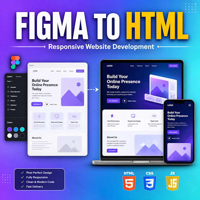 convert figma to responsive HTML CSS tailwind