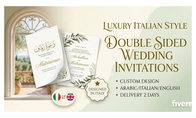 design luxury double sided wedding invitations in italian style