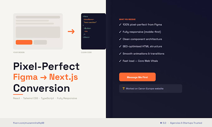 convert your figma design to a pixel perfect nextjs and tailwind CSS website