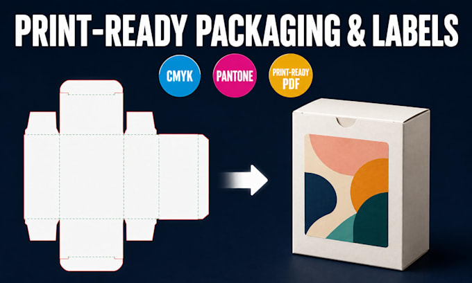 create print ready packaging and label design with dieline in cmyk
