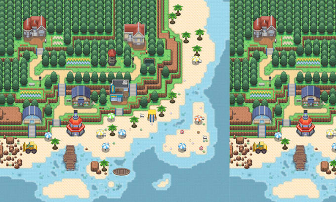 create pokemon pixel art map, custom tileset for rpg maker mv xp mz game