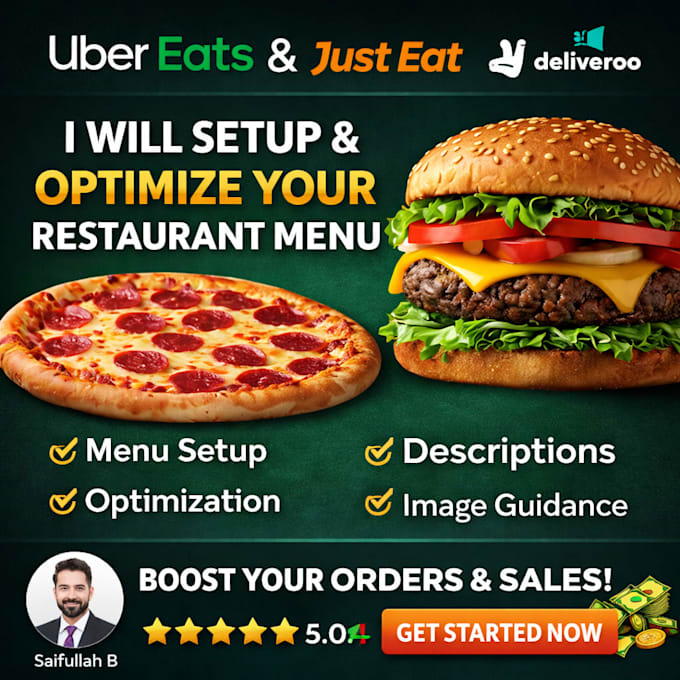 setup and optimize uber eats, just eat, deliveroo menu