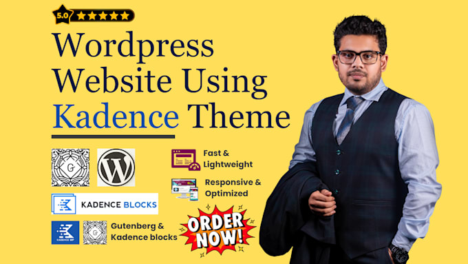 redesign website using kadence theme and blocks