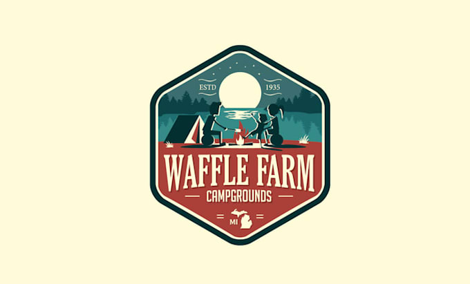 design vintage waffle farm camping logo
