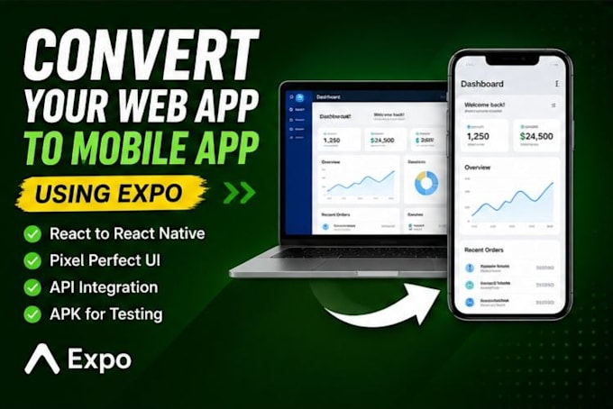 convert your react or next web apps to mobile app using expo or capacitor