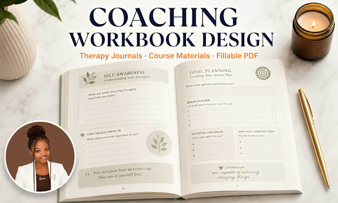 design a professional coaching workbook or therapy journal with PDF