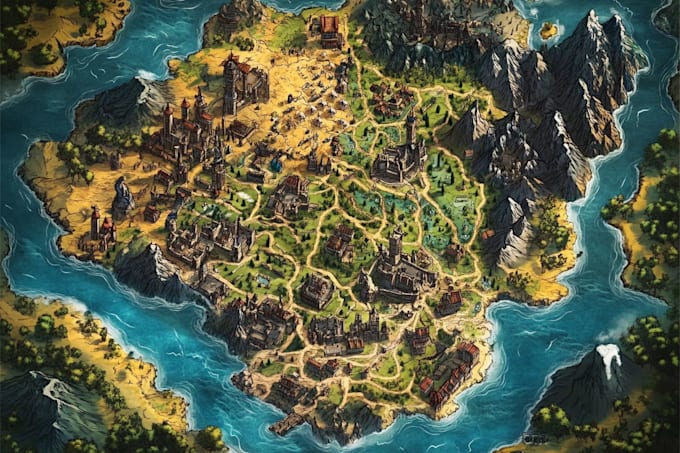 do fantasy map with parchment style