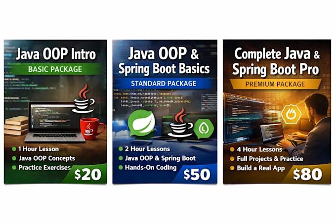 teach java oop and spring boot in arabic and english