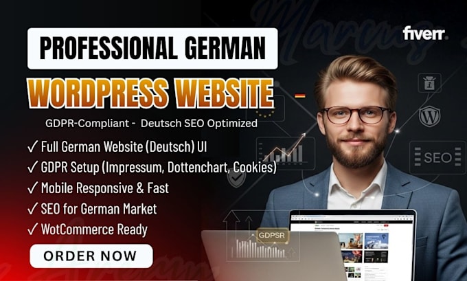 create a professional german wordpress website with gdpr and deutsch SEO