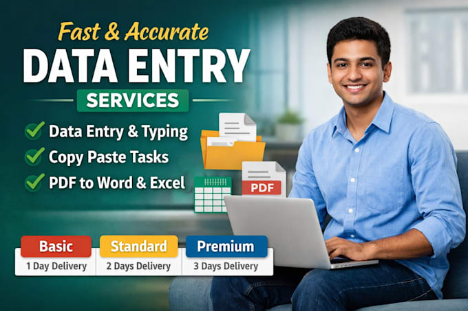 Do data entry, typing, copy paste and pdf conversion by Junaiddeo | Fiverr