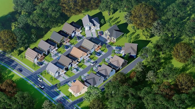 design 2d 3d landscape community development, master plan, urban housing layout