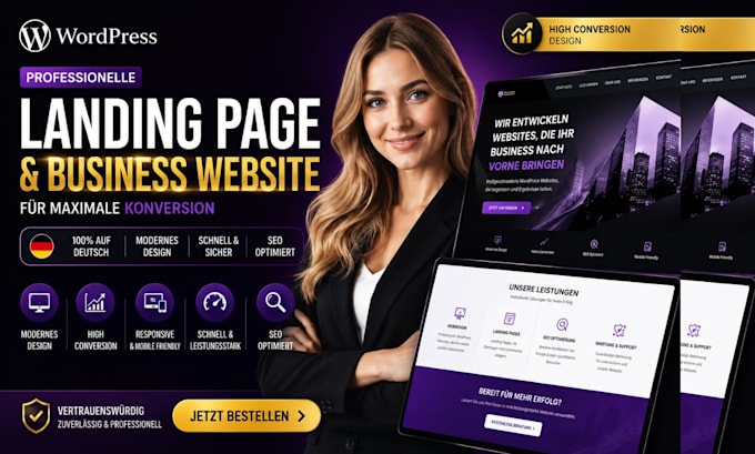 develop german wordpress landing page and business website for high conversion