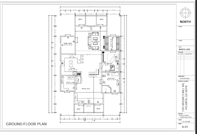 draft architecture floor plan and construction permit drawing in autocad
