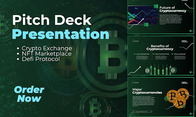 create a pitch deck for crypto exchange, nft marketplace, and defi protocol