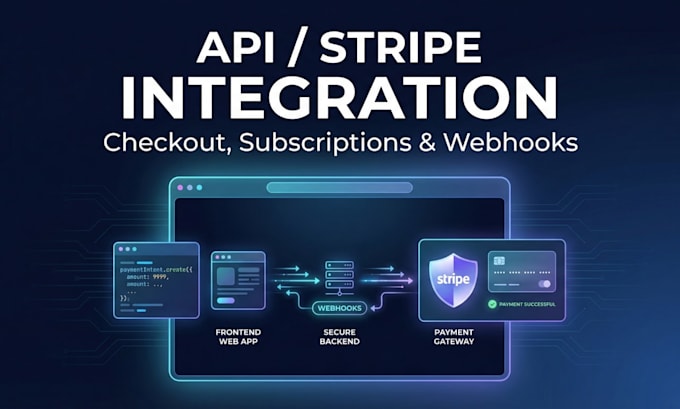 integrate API, stripe checkout, subscriptions, and webhooks in any website