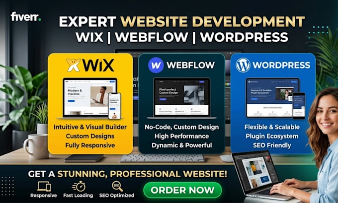 design or redesign your wix, webflow, or wordpress website