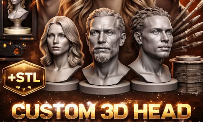 custom 3d head face portrait for 3d printing