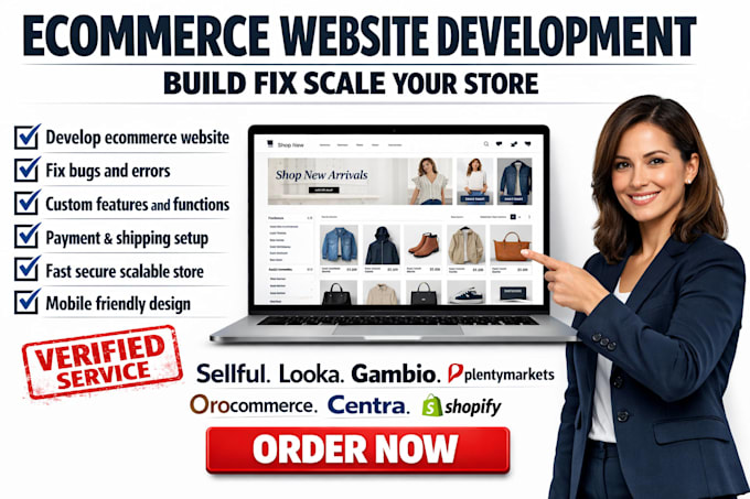 develop website in sellful looka gambio plentymarkets orocommerce centra shopify