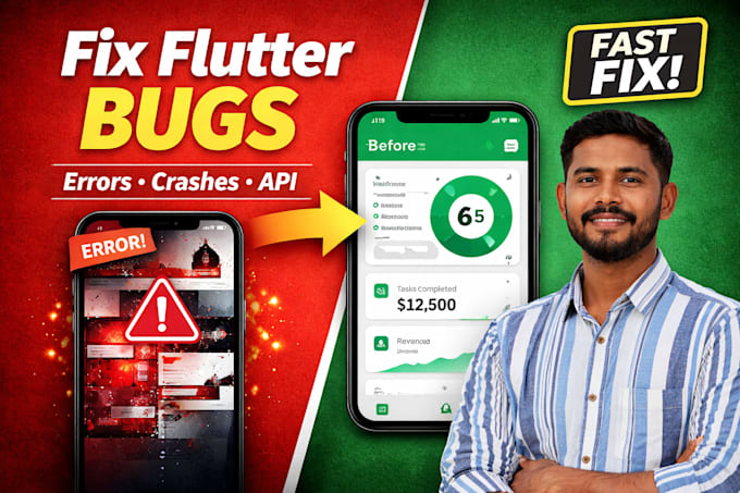 fix flutter app bugs errors and issues for android and ios