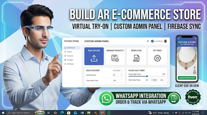develop a modern e commerce website with ai virtual try on and whatsapp ordering