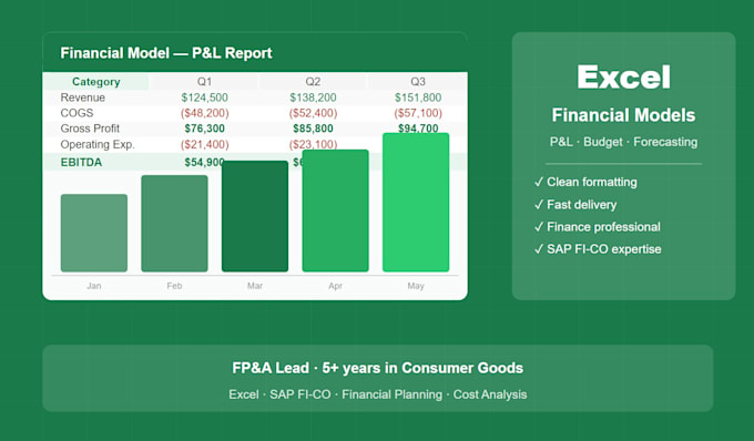 create or fix your excel financial model, budget or pnl tracker