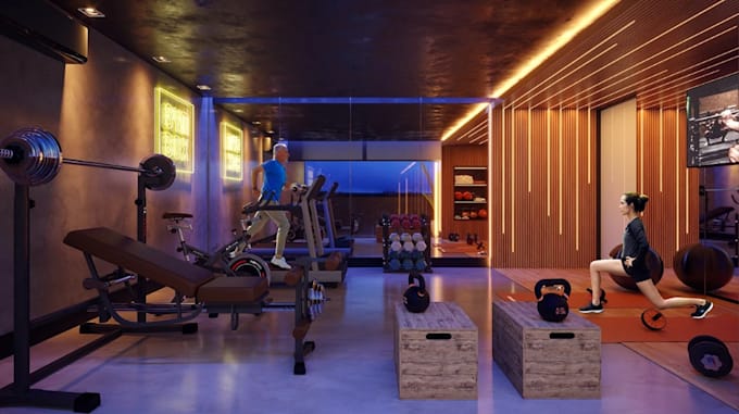 upgrade gym interior,layout plan,boutique fitness studio,lock room design,render