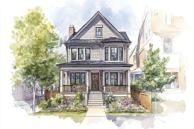 draw a watercolor house painting