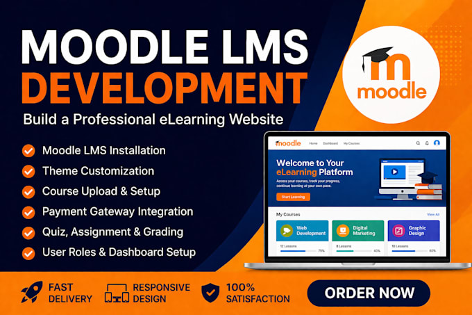 develop moodle lms, elearning website and integrate payments, create courses