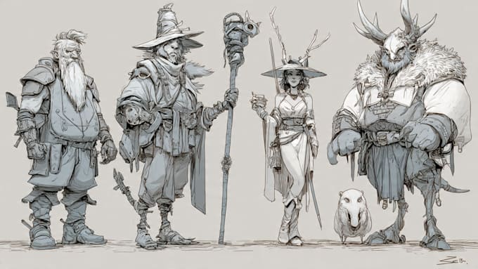 create fantasy concept art, creatures and characters design