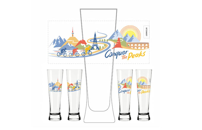 design drinking glasses inspired tour logo