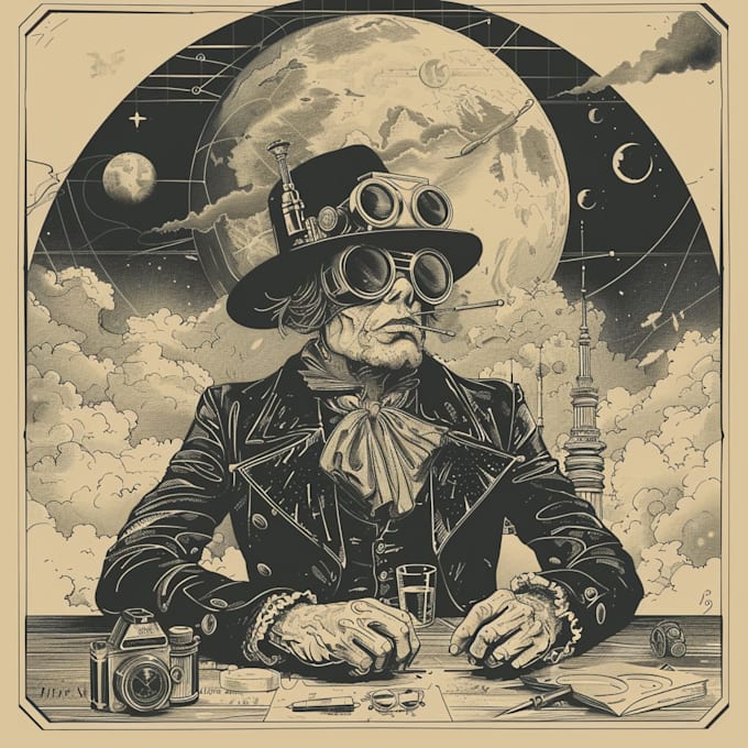 draw artwork with vintage illustration style