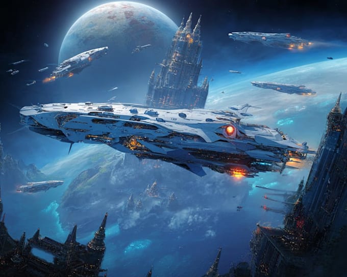 draw a sci fi spaceship design
